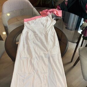 White and Pink one shoulder Dress